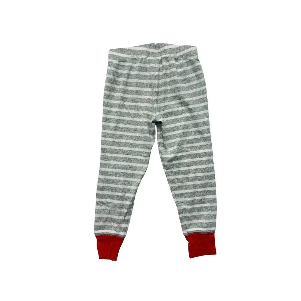 Mini Boden Kids Gray White Striped Pajama Pants Red Cuffs 4Y 104cm NWOT New